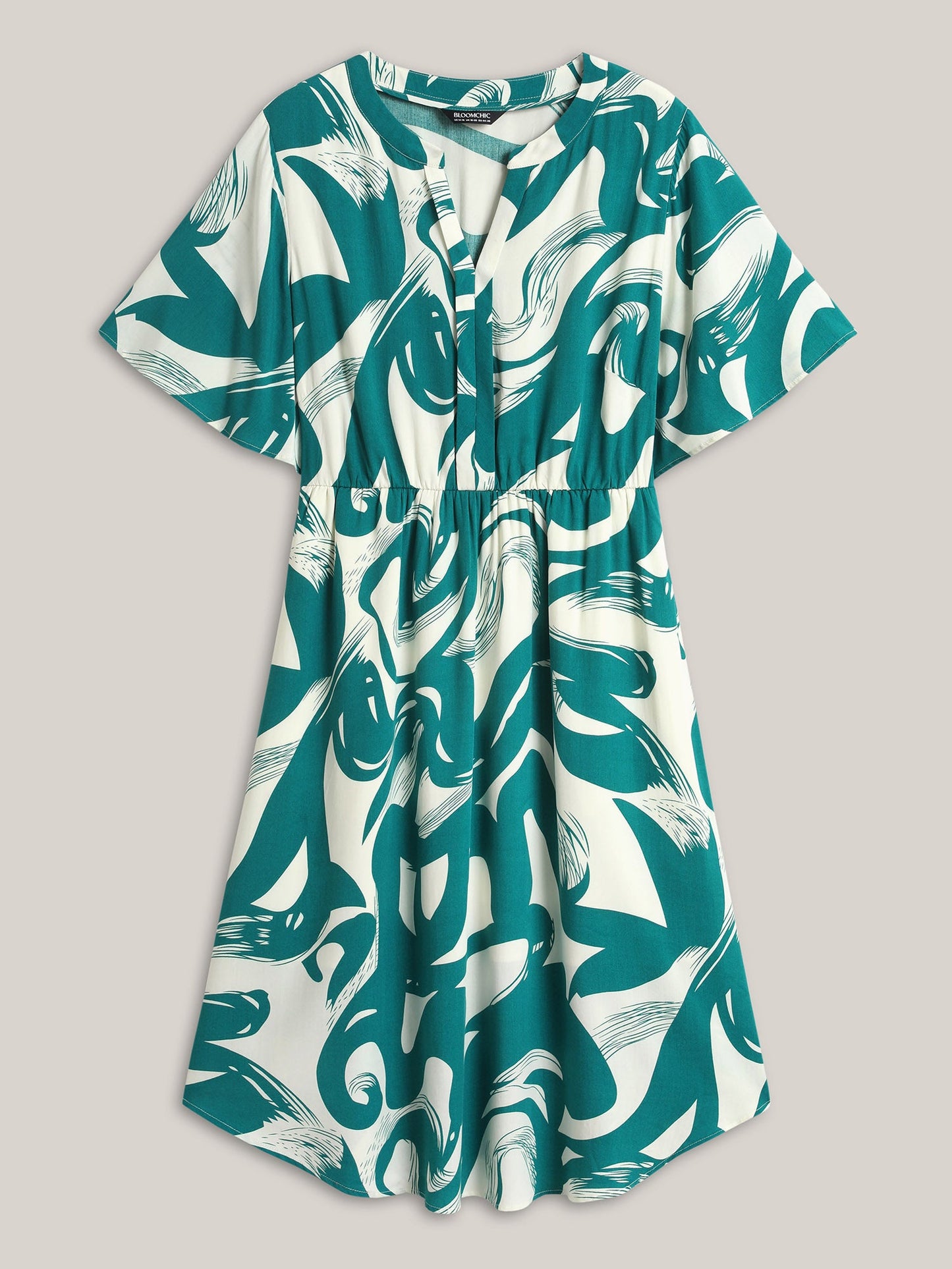 Rayon Geometric Print Midi Dress