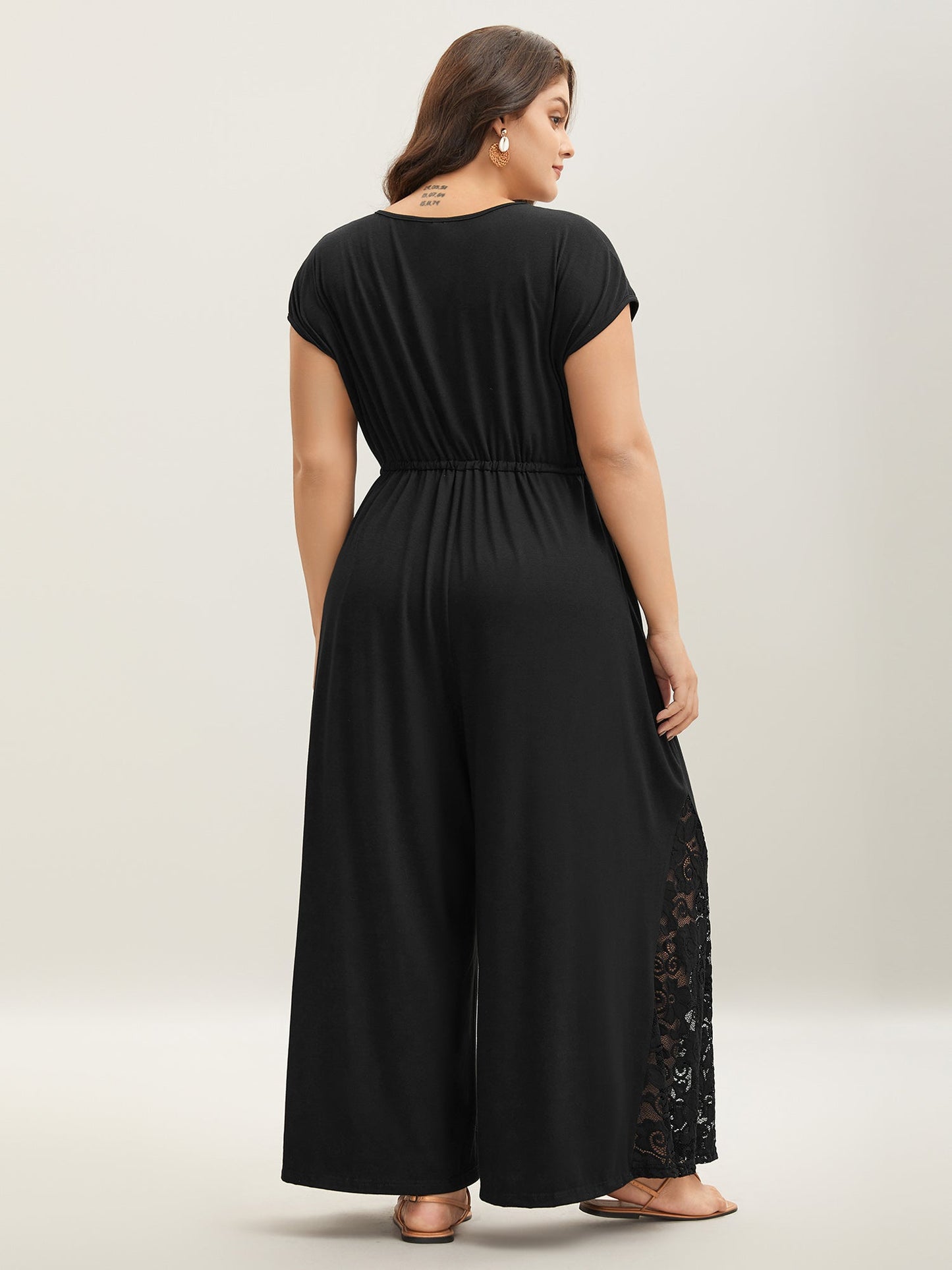 Very Stretchy Lace Waist-Tie Jumpsuit