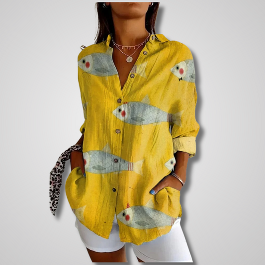 Rikke™ – Chemise florale vintage chic à boutons pour un charme intemporel