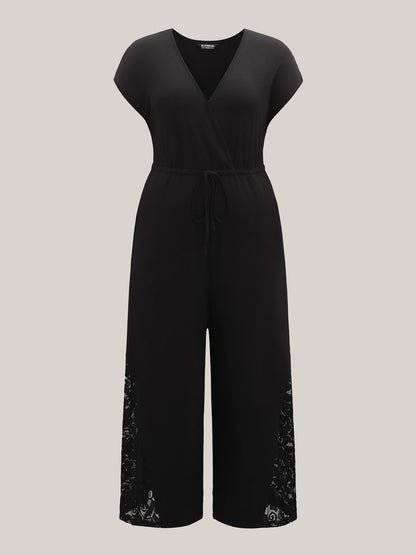 Very Stretchy Lace Waist-Tie Jumpsuit