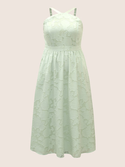 Abstract Textured Shirred Pocket Dress