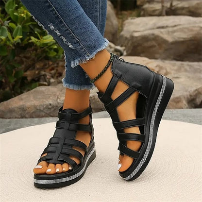 Sandales à strass avec semelle compensée