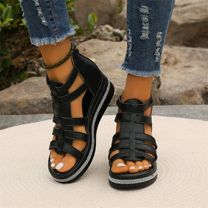 Sandales à strass avec semelle compensée