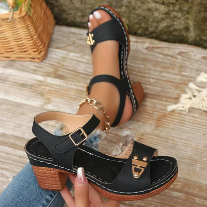 Jonna™ – Sandales orthopédiques à talon bloc pour élégance stable et confort prolongé